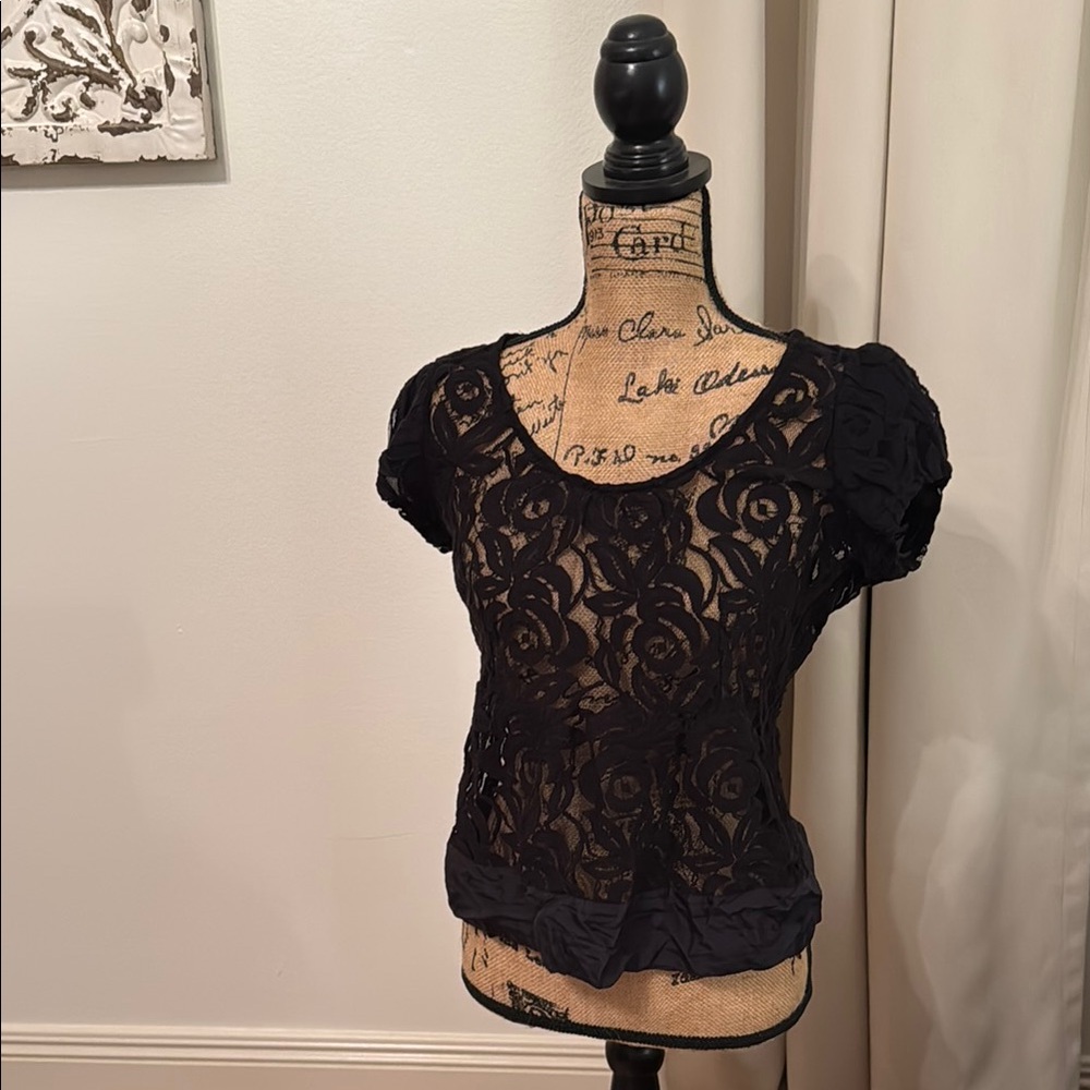 Moulinette Soeurs Vetements Anthropologie Elegant Black Lace Top 8